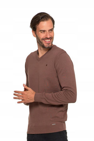 Elegancki Sweter Męski Klasyczny Prosty Krój Dekolt w Serek MORAJ 