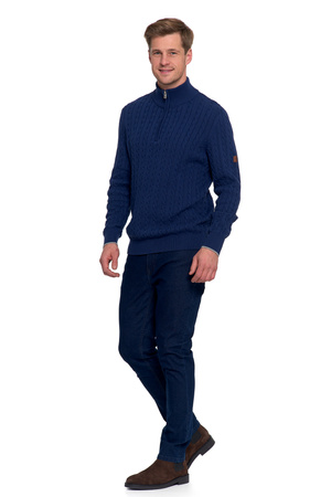 ELEGANCKI SWETER MĘSKI PÓŁGOLF KLASYCZNY ROZPINANY POD SZYJĄ MORAJ