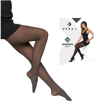 RAJSTOPY DAMSKIE MICROFIBRA 40 DEN GŁADKIE MATOWE KRYJĄCE GRAFIT MORAJ R.