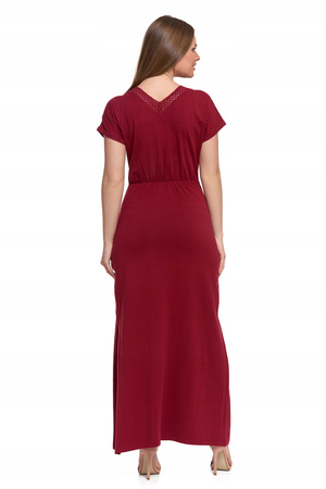 SUKIENKA DAMSKA MAXI Elegancka Dekolt w Serek Rozcięcie Koronka MORAJ 