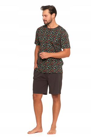 PIŻAMA MĘSKA T-Shirt z Krótkim Rękawem Safari Gładkie Spodenki MORAJ 