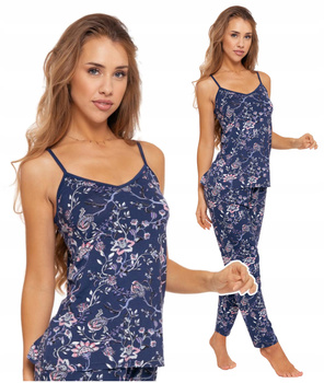 Piżama Damska w Kwiaty na Ramiączkach Długie Spodnie Modna Wiskoza MORAJ