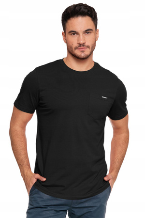 T-Shirt Męski Gładki Klasyczny Bawełniany Krótki Rękaw Kieszonka MORAJ 