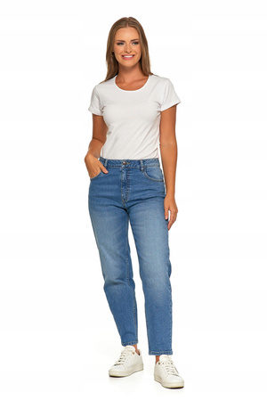 Spodnie Mom Fit Jeansowe Damskie z Wysokim Stanem Luźne Jeansy MORAJ 