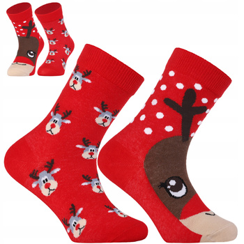 Świąteczne Skarpetki Renifery PREZENT NA ŚWIĘTA MIKOŁAJKI MORAJ 2-PAK