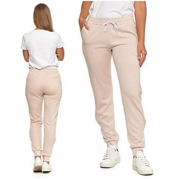 Klasyczne Spodnie Dresowe Damskie Beżowe Wygodne Wiązane MORAJ