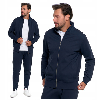 BLUZA MĘSKA Dresowa Rozpinana ze Stójką Gładka z Kieszeniami MORAJ