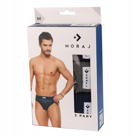 Slipy Męskie Klasyczne Majtki Dopasowane 100% Bawełna Kartonik 3-PAK MORAJ 