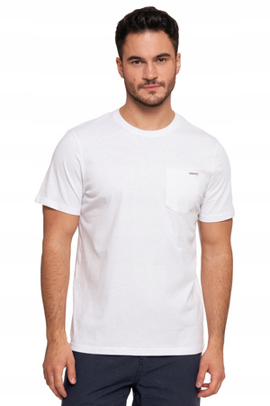 Biały T-Shirt Męski Gładki Klasyczny Bawełniany na Krótki Rękaw MORAJ 