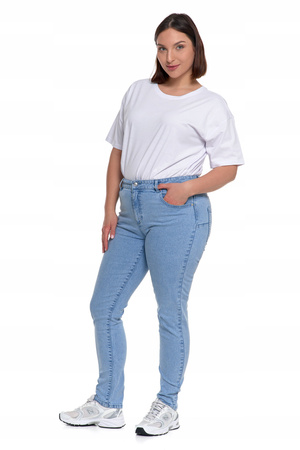 Jeansy Spodnie Damskie Rurki z Wysokim Stanem Klasyczne Skinny MORAJ 