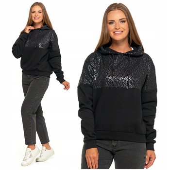 Damska Bluza Ciepła z Kapturem Przez Głowę Wygodna Panterka MORAJ