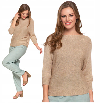 Sweter Damski Cienki Ażurowy Delikatny Sweterek Dekolt Łódka MORAJ