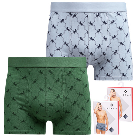BOKSERKI MĘSKIE KLASYCZNE DOPASOWANE MAJTKI BAWEŁNIANE MORAJ 2-PAK
