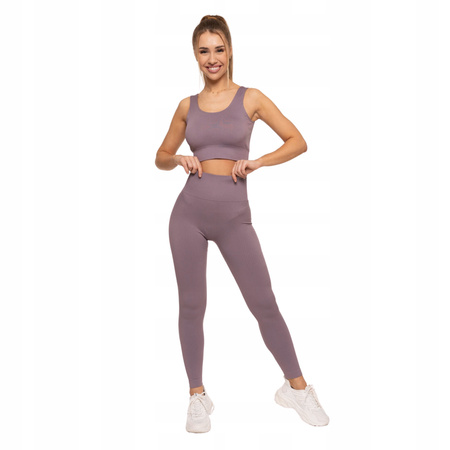 Legginsy Damskie Sportowe Wysoki Stan Kryjące Prążkowane Wygodne MORAJ