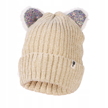 Dziewczęca czapka z uszkami kotka ciepła MORAJ