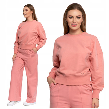 Klasyczna BLUZA DAMSKA Gładka Bez Kaptura Różowa Przez Głowę MORAJ