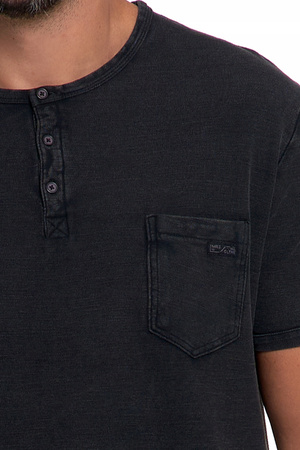 Koszulka Męska Elegancki T-Shirt z Guzikami Kieszonka Krótki Rękaw MORAJ 