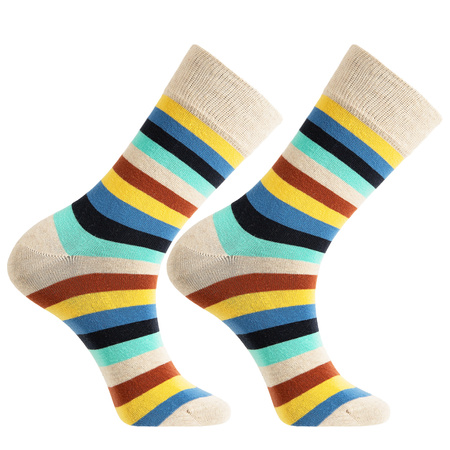 SKARPETY MĘSKIE DŁUGIE SKARPETKI MORAJ WYSOKIE KOLOROWE W PASKI 3-PAR