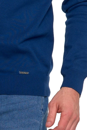 SWETER MĘSKI ELEGANCKI KLASYCZNY BAWEŁNIANY OKRĄGŁY DEKOLT GŁADKI MORAJ