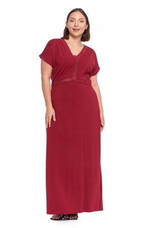 SUKIENKA DAMSKA MAXI Elegancka Dekolt w Serek Rozcięcie Koronka MORAJ 
