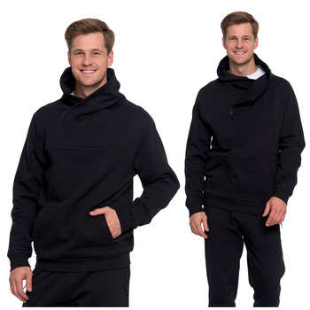 ELEGANCKA BLUZA MĘSKA OCIEPLANA Z WYSOKĄ STÓJKĄ ROZPINANA GŁADKA MORAJ