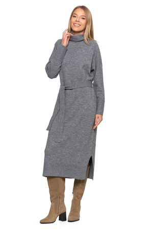 CIEPŁA SUKIENKA DŁUGA DZIANINOWA SUKNIA Z GOLFEM WYGODNA MORAJ