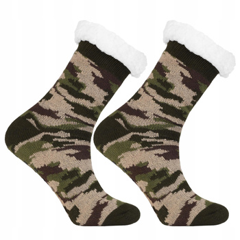 SKARPETKI GRUBE CIEPŁE SKARPETY MĘSKIE BAMBOSZE PAPCIE ABS MORO MORAJ