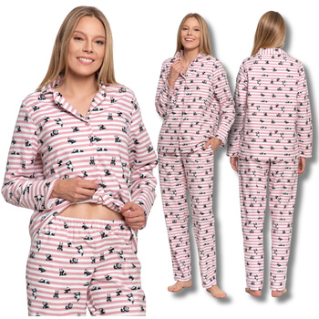 UROCZA PIŻAMA DAMSKA DWUCZĘŚCIOWA KOSZULOWA GÓRA W PANDY MORAJ