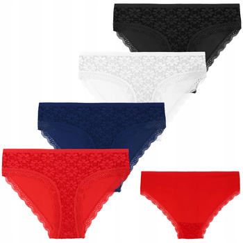 Figi Damskie Bikini Majtki Bawełniane Koronka Wygodne Modne 4-pak MORAJ