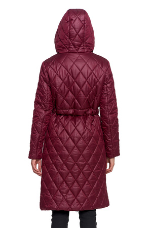 KURTKA DAMSKA DŁUGA PŁASZCZ Z KAPTUREM PIKOWANY NA JESIEŃ MODNY MORAJ
