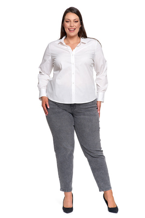 LUŹNA KOSZULA DAMSKA W PASKI BAWEŁNIANA KLASYCZNA DŁUGI RĘKAW MORAJ