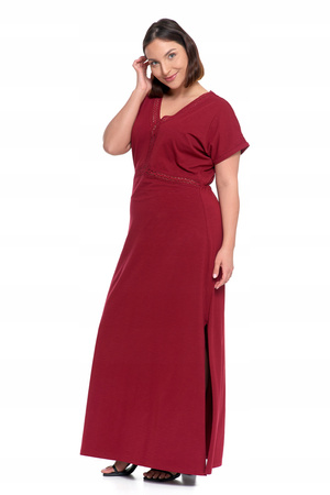 SUKIENKA DAMSKA MAXI Elegancka Dekolt w Serek Rozcięcie Koronka MORAJ 