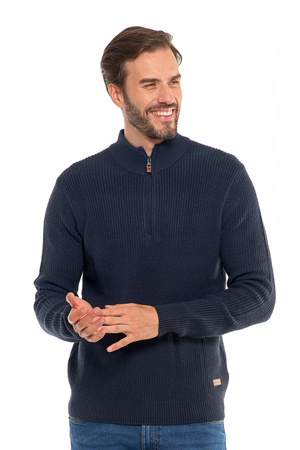Sweter Męski Ze Stójką Zapinany Pod Szyją Elegancki Sweterek Ciepły MORAJ 