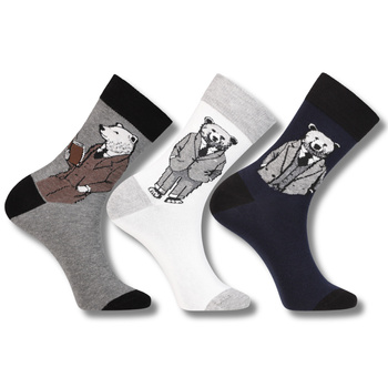 SKARPETY MĘSKIE MORAJ SKARPETKI DŁUGIE Z MISIEM ŚMIESZNE 3-PARY