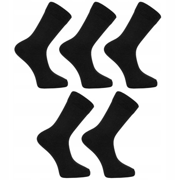 Skarpety Męskie Garniturowe Gładkie Skarpetki Wysokie Czarne 5-PAR