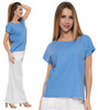 LUŹNA BLUZKA Damska Lniana Modna Koszulka T-Shirt Przewiewna MORAJ 
