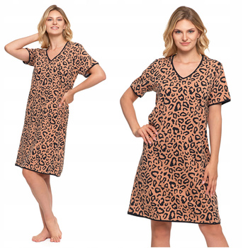Koszula Damska Nocna Piżama PANTERKA Modna Bawełniana Krótki Rękaw MORAJ