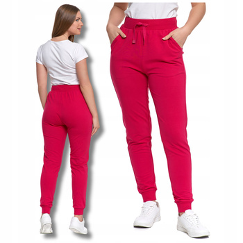 SPODNIE DAMSKIE Gładkie z Kieszeniami Dresowe Rurki Bawełniane MORAJ