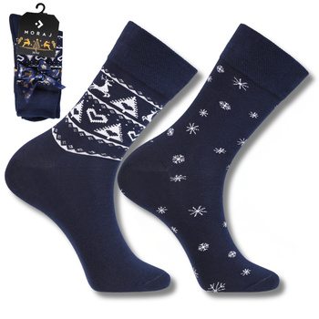 SKARPETKI ŚWIĄTECZNE MĘSKIE PREZENT NA ŚWIĘTA MIKOŁAJKI 2-PAK MORAJ