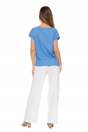 LUŹNA BLUZKA Damska Lniana Modna Koszulka T-Shirt Przewiewna MORAJ 
