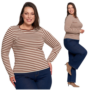 BLUZKA DAMSKA W PASKI KOSZULKA Z DŁUGIM RĘKAWEM KLASYCZNA WYGODNA MORAJ