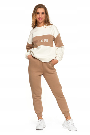Luźna BLUZA DAMSKA Ocieplana z Napisem Modna Oversize Przez Głowę MORAJ 