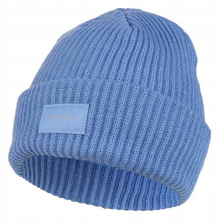 Czapka Damska Zimowa Beanie klasyczna z naszywką Modna Ciepła Prążek MORAJ