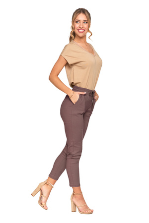 JOGGERY DAMSKIE ELASTYCZNE SPODNIE WYGODNE WIĄZANE MODNE MORAJ