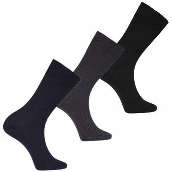 Wysokie Skarpetki MORAJ Skarpety Garniturowe Delikatny Wzór 3 PARY