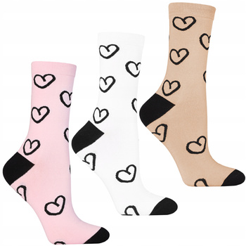 Urocze Skarpety MORAJ Damskie Długie Skarpetki w Serca Wysokie 3-PAK