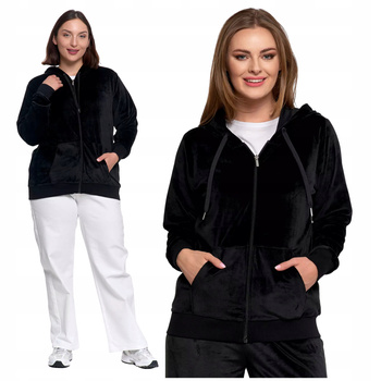 Welurowa BLUZA DAMSKA Klasyczna Gładka z Kapturem Rozpinana MORAJ