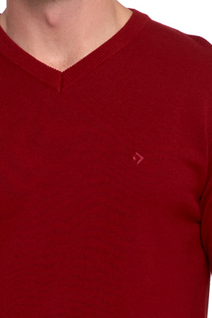 ELEGANCKI SWETER MĘSKI KLASYCZNY PROSTY KRÓJ DEKOLT W SEREK MODNY MORAJ