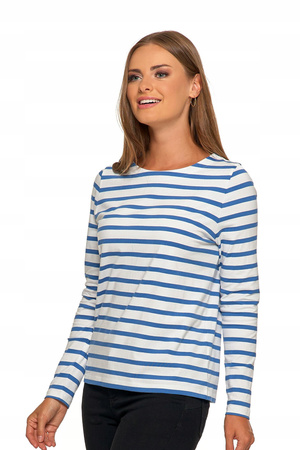 BLUZKA DAMSKA W PASKI Koszulka T-Shirt Na Długi Rękaw Bawełniany MORAJ