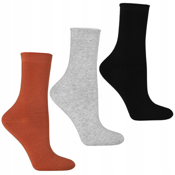 Skarpetki Damskie Za Kostkę Kolorowe Bezuciskowy Ściągacz 3-PAK MORAJ